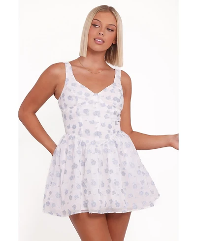 Petal and Pup Women's Arianne Mini Dress - White/Blue Floral