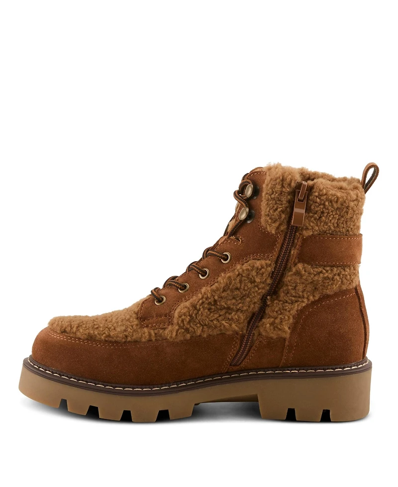 Azura Spring Step Namiko Suede and Sherpa Bootie with Faux Fur Lining Lug Sole