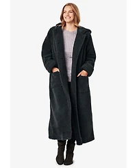 Woman Within Plus Size Long Hooded Berber Fleece Coat