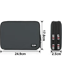 Bubm Gray Electronics Organizer - Medium Double Layer Travel Storage Bag for iPad Mini, Cables, Usb Drives, Chargers & Tech Accessories