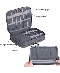 Bubm Double Layer Electronics Organizer Bag - Travel Cable Storage Case for Usb Drives, Sd Cards, Charging Cords & Mini Tablets