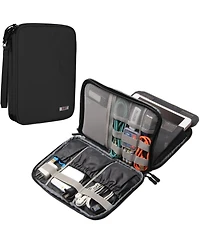 Bubm Black Medium Electronics Organizer Bag - Double Layer Travel Case for iPad Mini, Cables, Power Banks, Earphones & Usb Drives