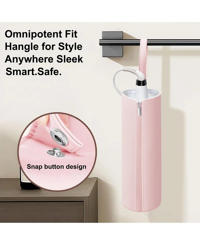 Bubm Pink Heat Resistant Hair Tool Organizer - 11.4”x3.5”x2.8” Travel Pouch for Curling Irons, Flat Irons & Straighteners
