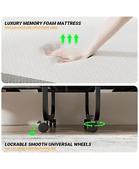 Folding Bed with Mattress, 75" x 31" Rollaway Bed with 6 Height Adjustable Options