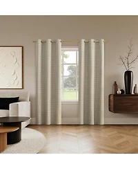 Sun Zero Drayton Slub Detail Magnetic Closure 100% Blackout Grommet Curtain Panel Pair