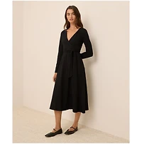 Pact Women's Organic Cotton Fit & Flare Faux Wrap Dress