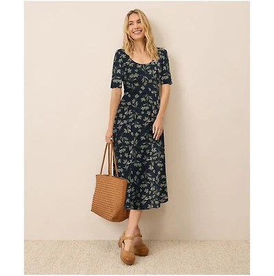 Pact Women's Organic Cotton Fit & Flare Scoop Midi Dress
