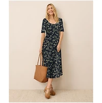 Pact Women's Organic Cotton Fit & Flare Scoop Midi Dress