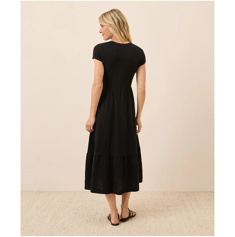 Pact Women's Organic Cotton Relaxed Slub Henley Market Dress
