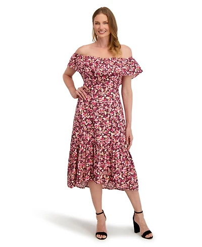 Laundry By Shelli Segal Women's Emily Off Shoulder Ruffle Dress