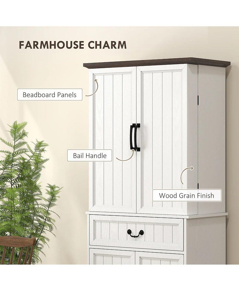 Slickblue Modern Wooden Kitchen Storage Cabinet with Adjustable Shelves for Pantry and Dining Room