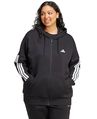 adidas Plus Essentials 3-Stripes Full-Zip Fleece Hoodie