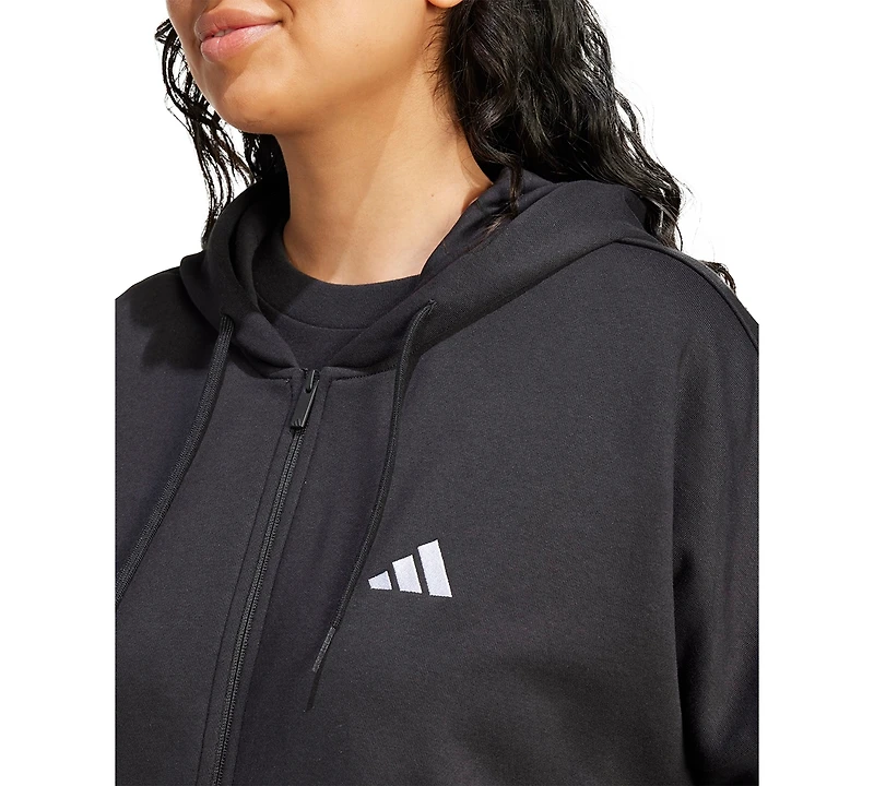 adidas Plus Essentials 3-Stripes Full-Zip Fleece Hoodie