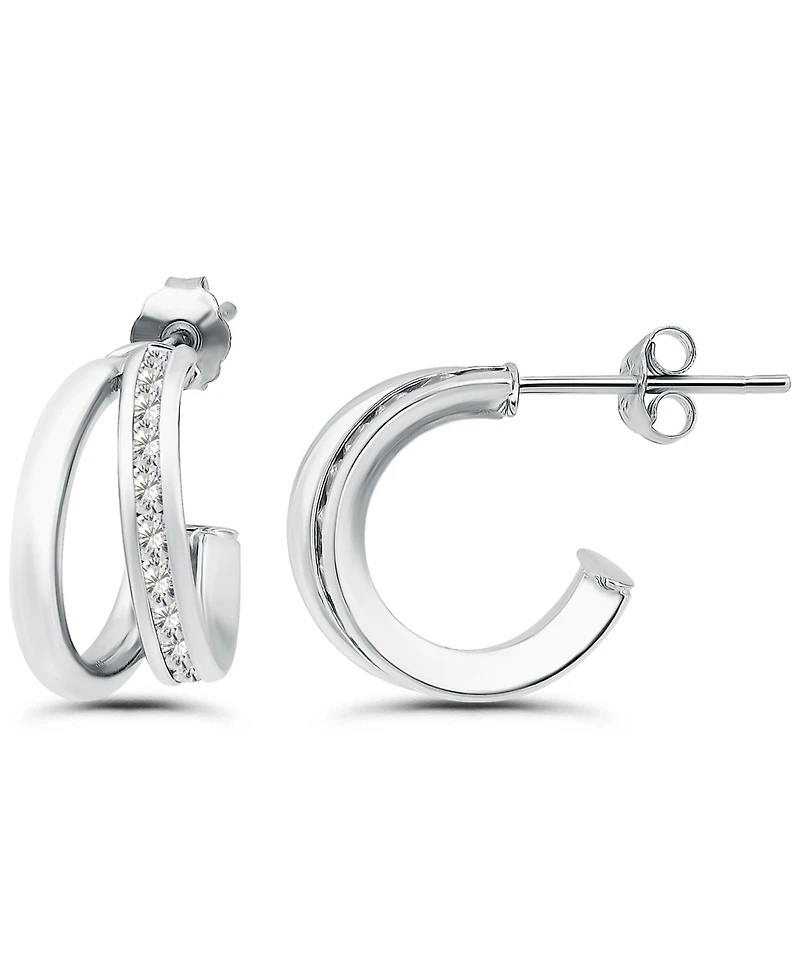 Giani Bernini Cubic Zirconia Combo Half Hoop Earrings (1-7/8 ct. t.w.) 18K Gold Over Sterling Silver, Macy's Exclusive