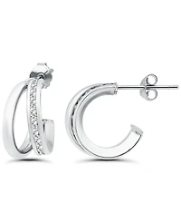 Giani Bernini Cubic Zirconia Combo Half Hoop Earrings (1-7/8 ct. t.w.) 18K Gold Over Sterling Silver, Macy's Exclusive
