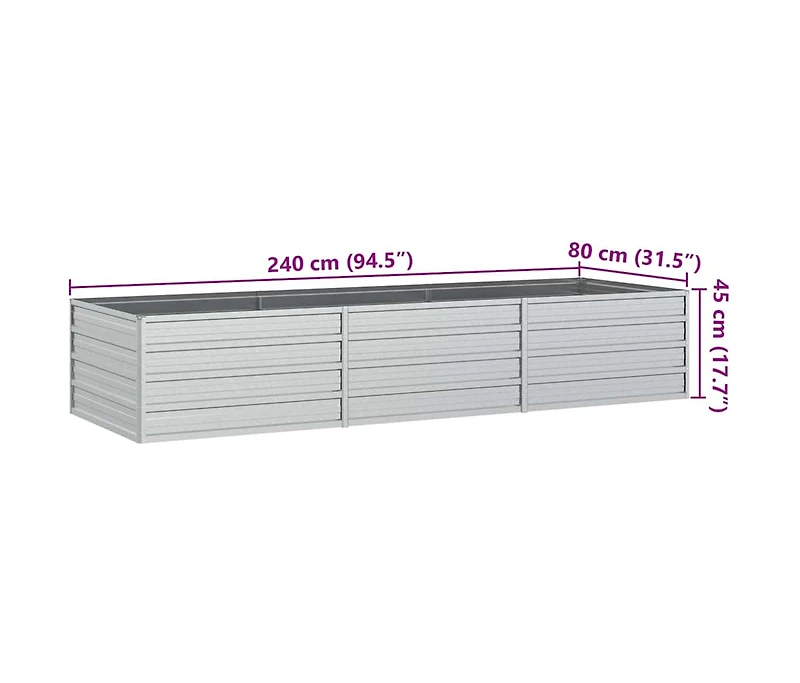 Garden Raised Bed Silver Galvanized Steel Large