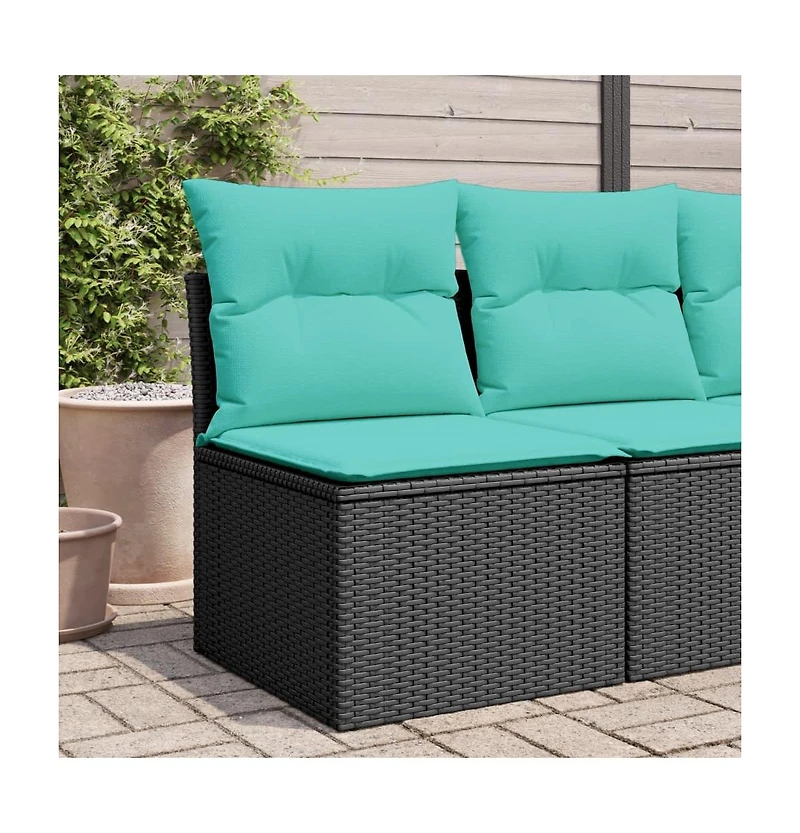 vidaXL Garden Sofa Black Pe Rattan, Powder-Coated Steel Single Sofa