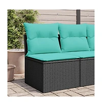 vidaXL Garden Sofa Black Pe Rattan, Powder-Coated Steel Single Sofa
