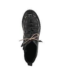 Azura Spring Step Nespea Premium Leather Slip-On Wedge with Elastic Vamp Tie and Removable Insole