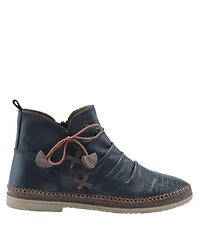 Spring Step Pomeroy Leather Booties with Basketweave Toe and Lightweight Flexible Sole