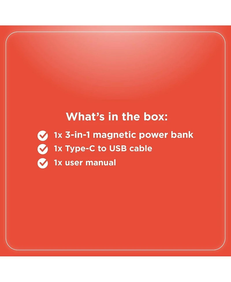 RadioShack 10,000 Mah 3 in 1 Magnetic Wireless Portable Battery PowerBank with Smart Watch Charger and MagSafe, Indicator Lights, Usb C 2309285