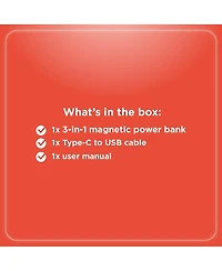 RadioShack 10,000 Mah 3 in 1 Magnetic Wireless Portable Battery PowerBank with Smart Watch Charger and MagSafe, Indicator Lights, Usb C 2309285