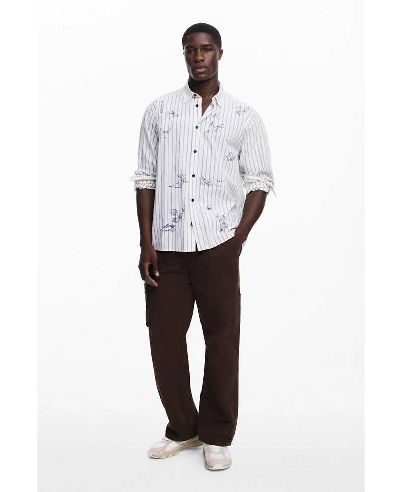 Desigual Men's Striped shirt with illustrations