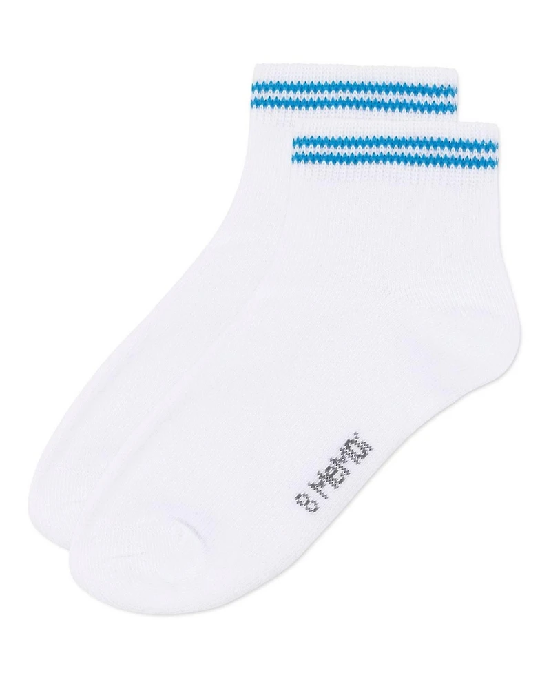 Memoi Girls' Ziggy Double Ring Cotton Blend Anklet Sock