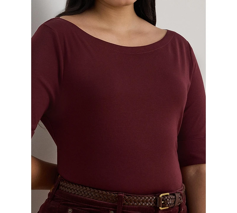 Lauren Ralph Lauren Plus Size Boat Neck T-Shirt