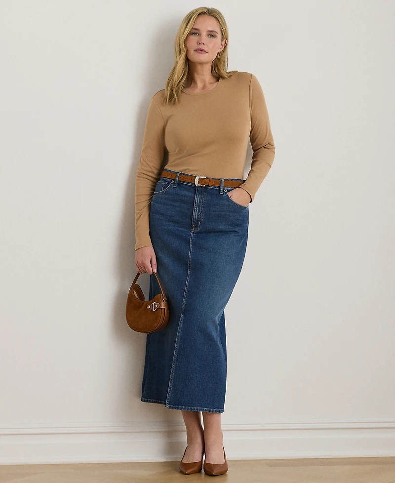 Lauren Ralph Plus Stretch Long Sleeve T-Shirt