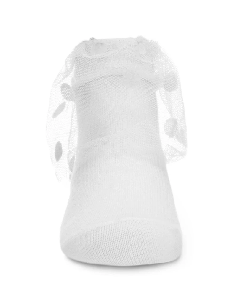 Memoi Big Girls Flocked Dot Cotton Blend Tulle Anklet