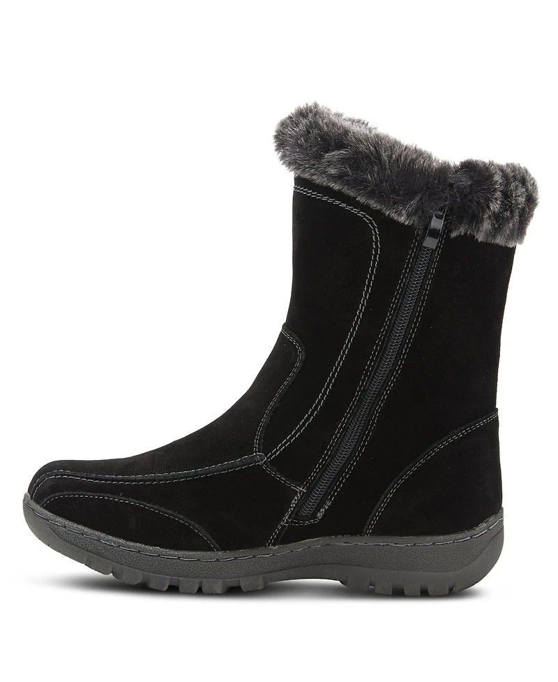 Azura Spring Step Achieve Suede Water Resistant Cold Weather Boot with Faux Fur Trim and Buckles