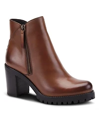 Azura Spring Step Dealey Leather Booties with Double Zippers and Lug Platform Sole