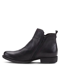Spring Step Oziel Leather Bootie with Decorative Zipper and Chunky Sculpted Heel