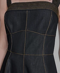 Bcbg Women's Square Neck Denim Dress