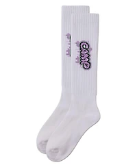 Memoi Girls Ribbed Cotton Blend "Graffiti Camp" Knee Sock