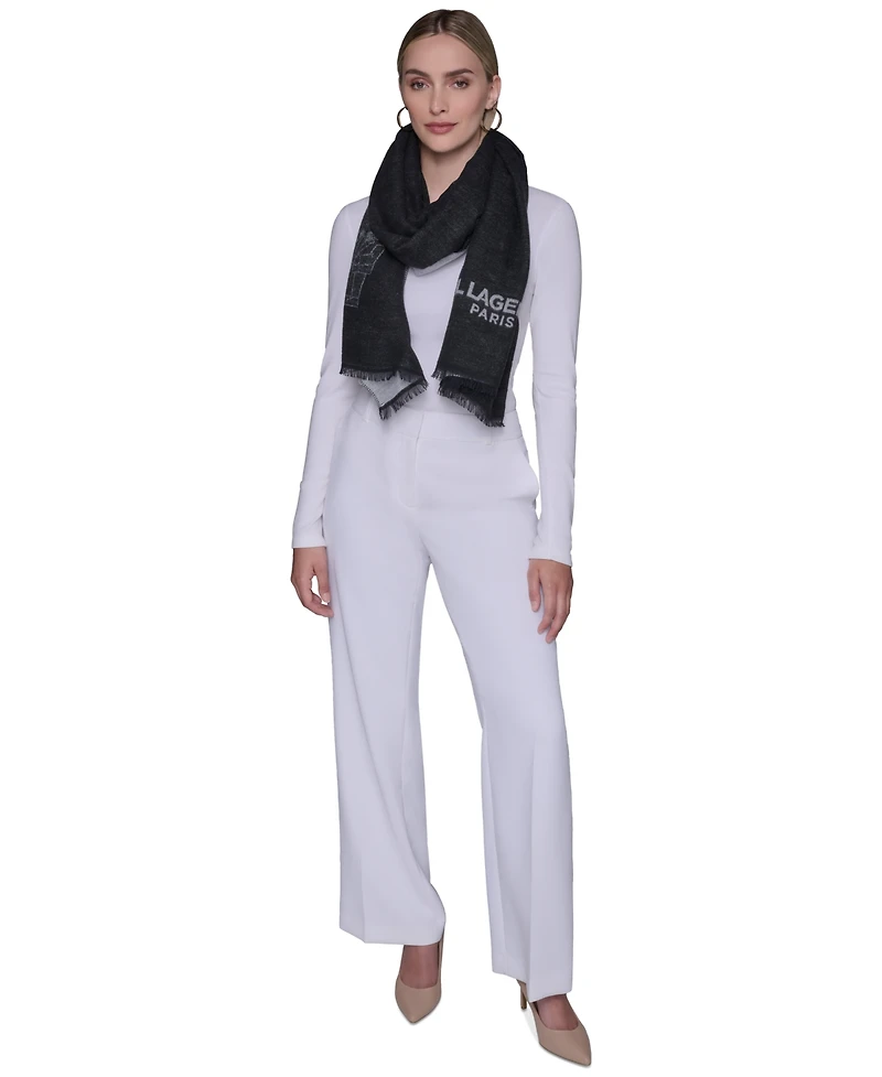 Karl Lagerfeld Paris Women's Crystal Karl And Choupette Blanket Scarf