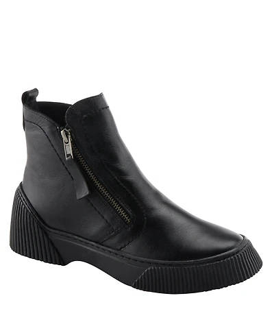 Spring Step Kelko Leather Bootie with Decorative Zipper, Removable Insole, and Sporty Sole