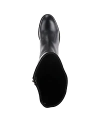 Azura Spring Step Hightail Knee-High Leather Boot with Calf Elastic Gore and Low Stacked Heel