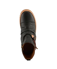 Azura Spring Step Vandis Ruched Leather Ankle Bootie with Side Lace Detail and Arch Support Insole