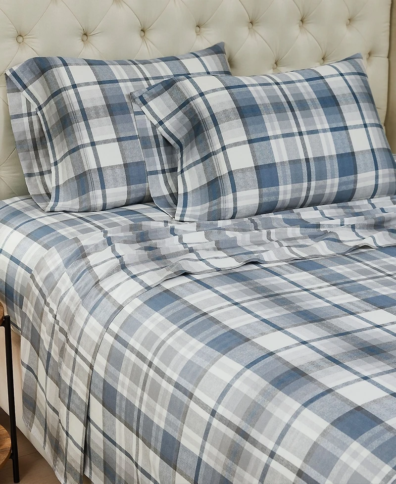 Southshore Fine Linens Highland Plaid Extra Deep Pocket 300- Thread Count 4-Pc. Sheet Set