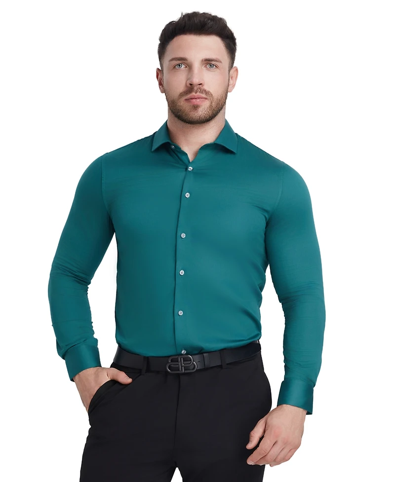 Perry Ellis Solid Sateen Slim Fit Dress Shirt