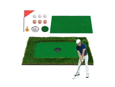 Floating Golf Green Set with 6 Balls and Flag for Pool or Backyard Practice