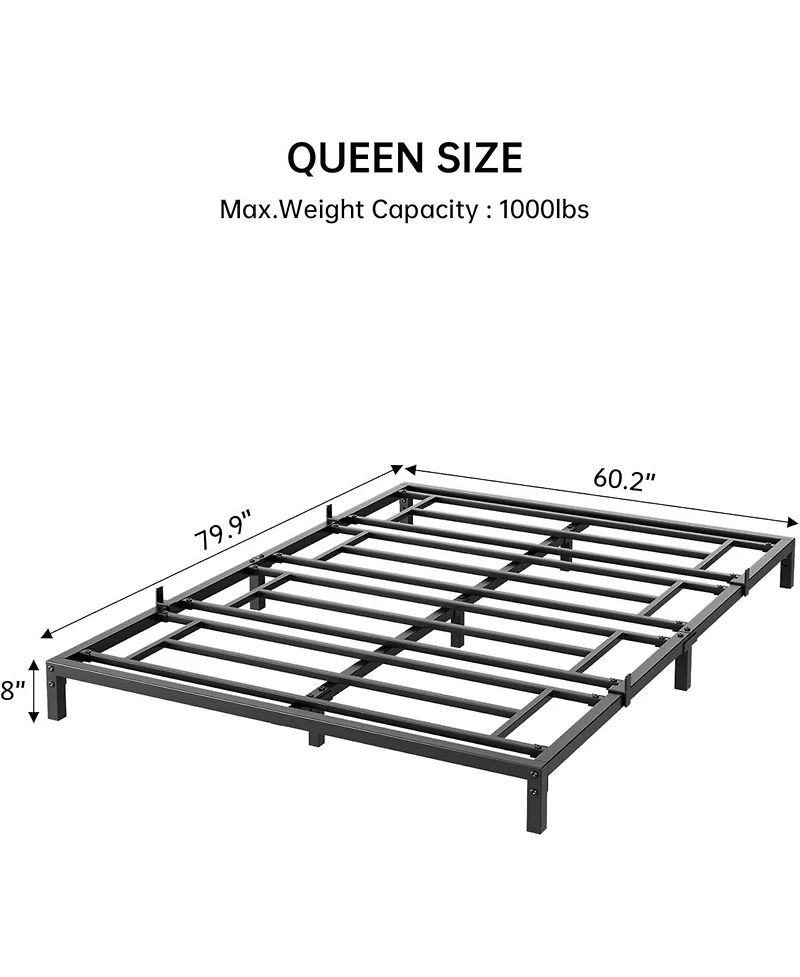 Inch Queen Bed Frame No Box Spring Needed, Heavy Duty Metal Platform Bed Frame Queen Size for Bedroom Easy Assembly, Noise Free, Black