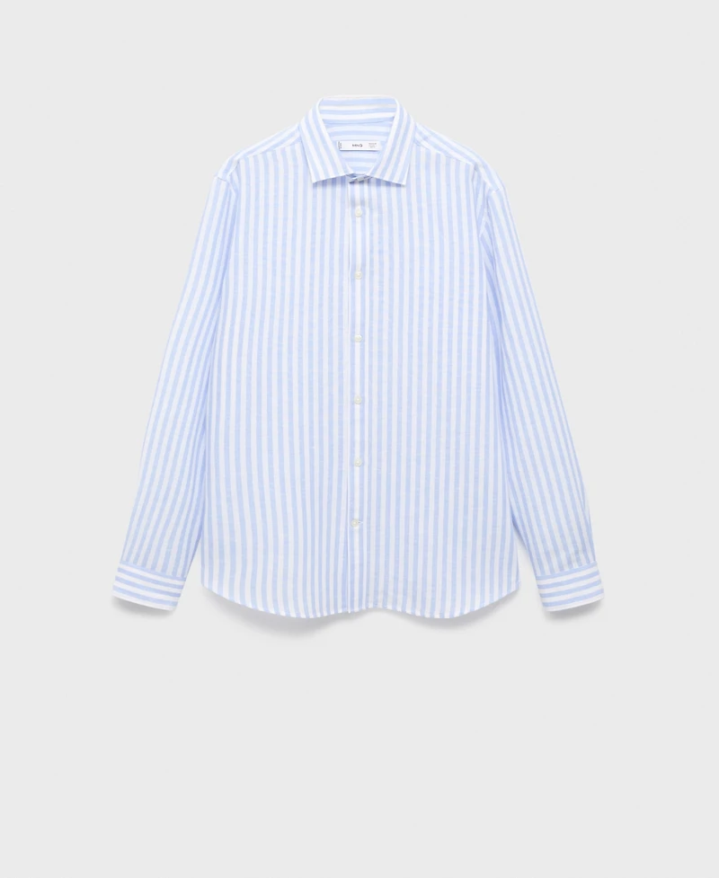 Mango Men's Regular-Fit Striped Cotton-Linen Shirt