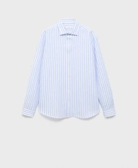 Mango Men's Regular-Fit Striped Cotton-Linen Shirt