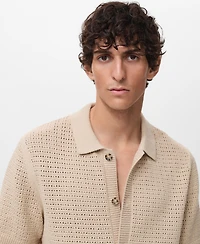 Mango Men's Openwork Knitted Shirt