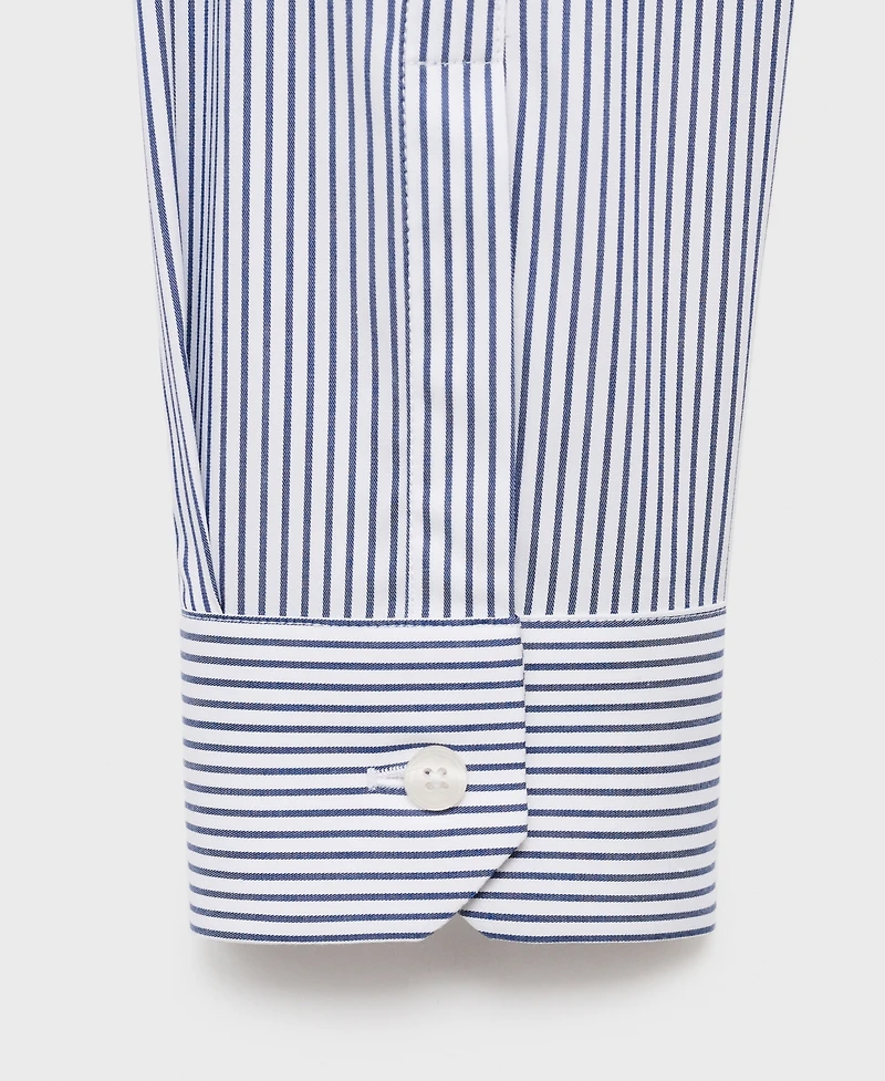 Mango Men's Regular-Fit Striped Cotton Shirt