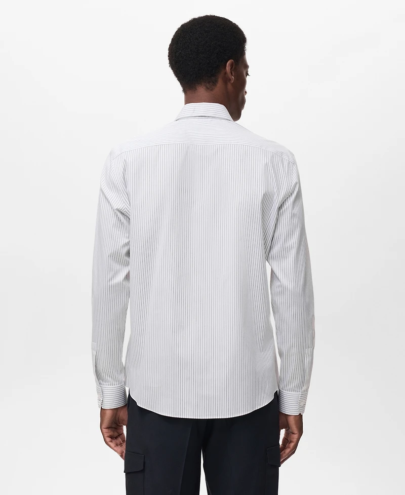 Mango Men's Regular-Fit Striped Cotton Shirt