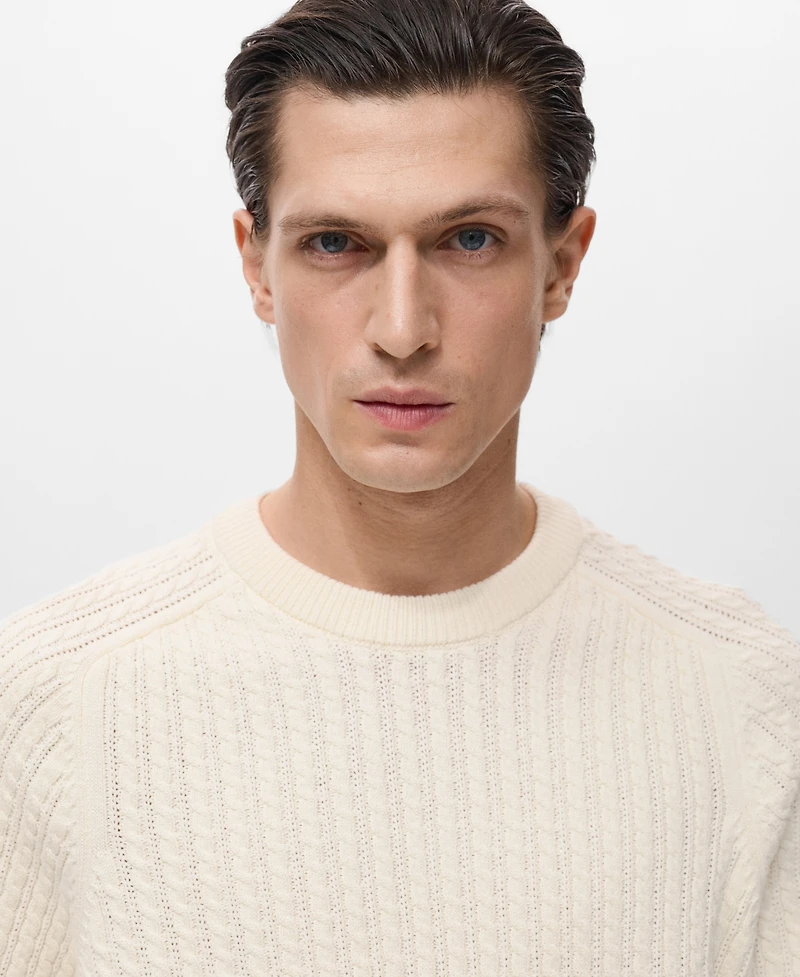 Mango Men's Cotton Braided Sweater